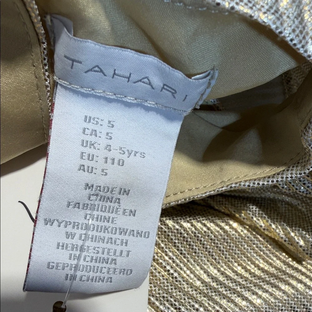 Tahari Metallic Gold Dress kids size 5 - Picture 6 of 6